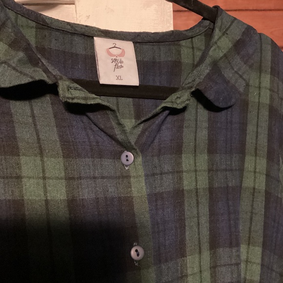 SON DE FLOR Classic Tartan Plaid 100% Linen Dress XL - Picture 4 of 6